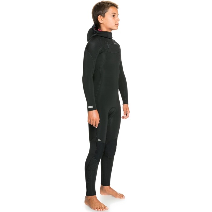 2024 Quiksilver Junior Everyday Sessions 4/3mm Brustreiverschluss Mit Kapuze Neoprenanzug EQBW203007 - Black